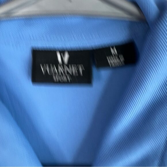 Vuarnet tank top half zip collared texture Women's Light Blue Zip-Up Tank Top - Picture 9 of 12